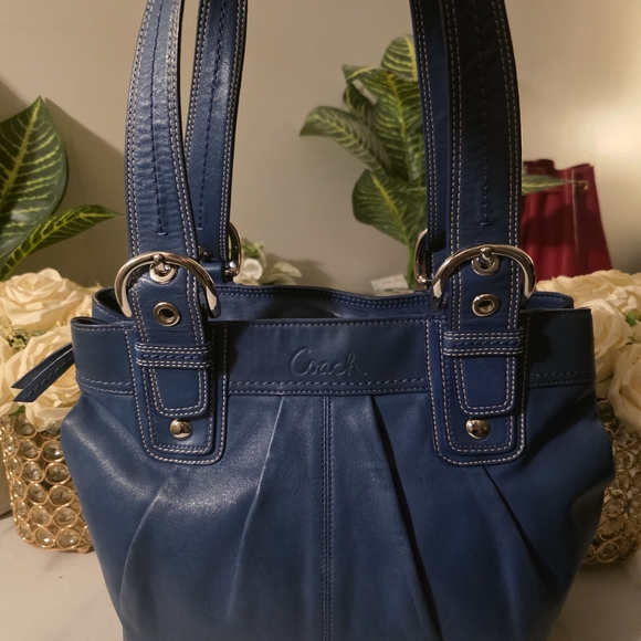 Coach Blue Leather Tote Bag - Picture 3 of 7